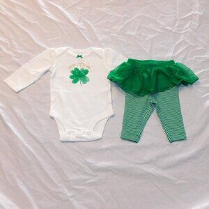 Baby Girl First St Patricks Day Outfit Pants Skirt Long Sleeve 9 Months NEW